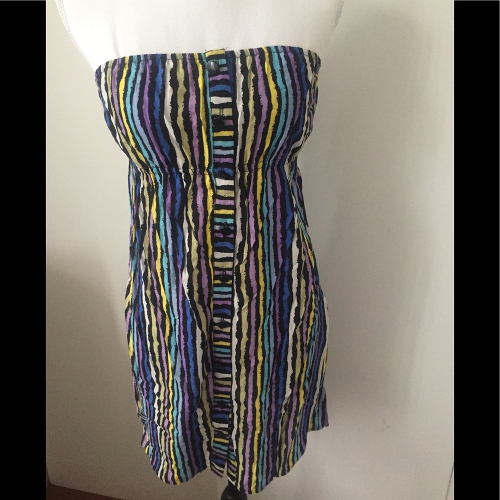 Twenty One striped strapless dress medium